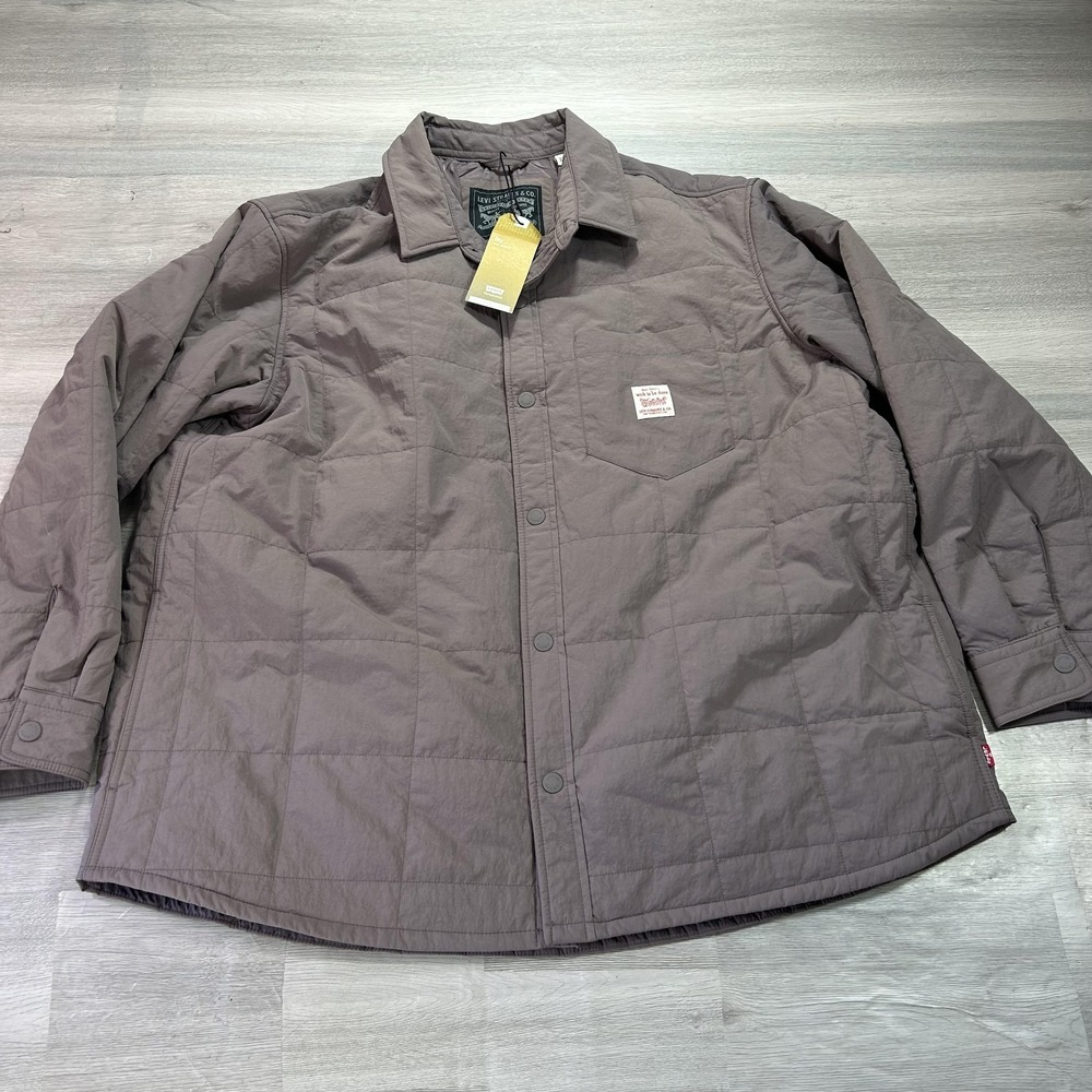 NEW Levi's‎ Jacket Mens 2XL Brown Quilted Snap Water Repellent A72390001